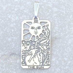 Sun Tarot Card Pendant solid .925 Sterling Silver dainty made in USA